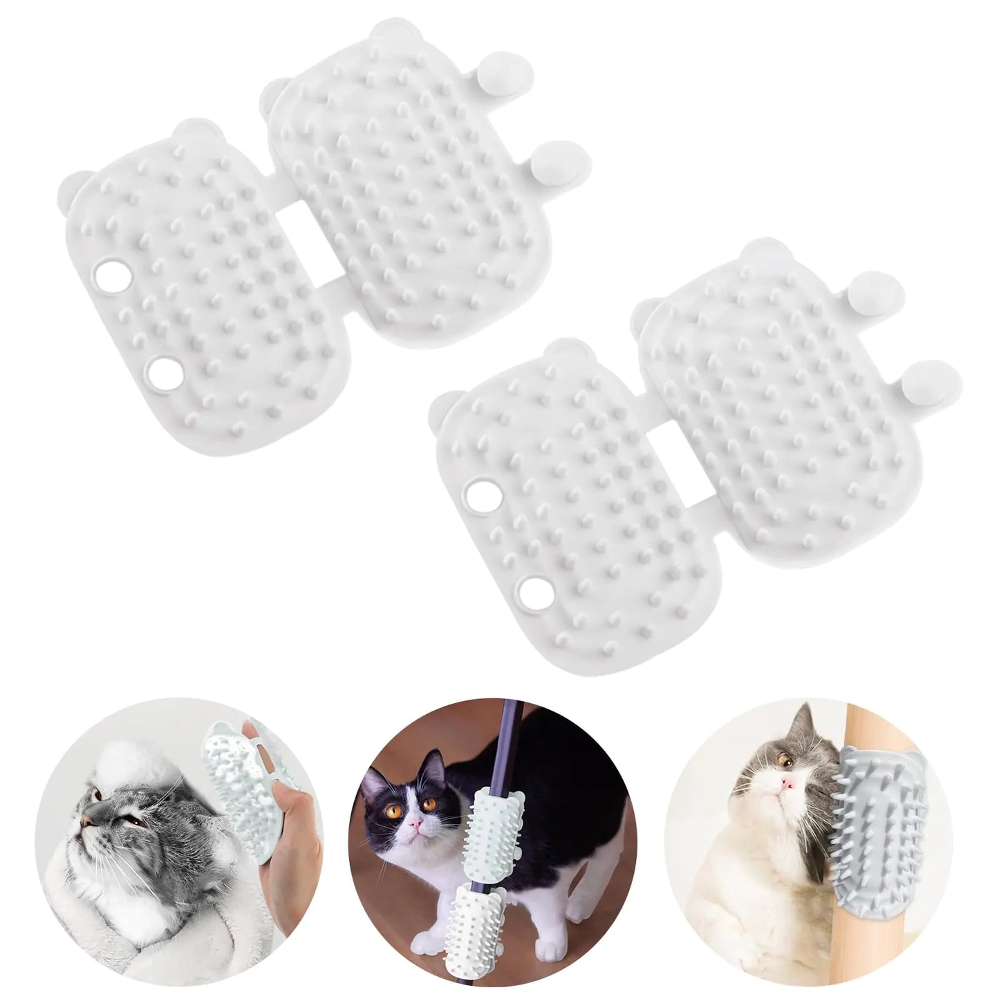 2Pcs Cat Self Grooming Brush Pet Tickling Artifact for Cats Tickling Comb Pet Brush for Long Short Hair Cat Dog Tickling Tool Reduce Shedding Scratching and Itchiness Silicone Cat Self Scratcher