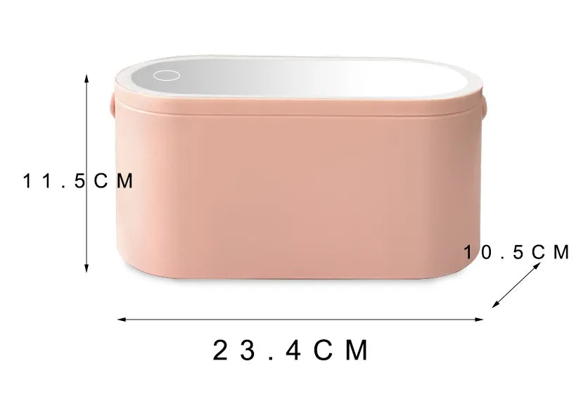 Portable LED Makeup Mirror & Travel Organizer Box