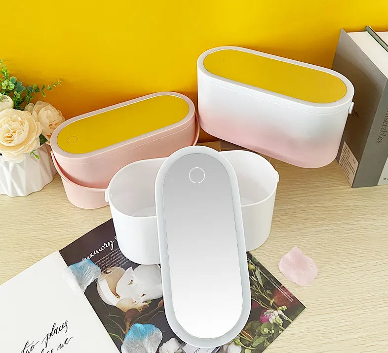 Portable LED Makeup Mirror & Travel Organizer Box
